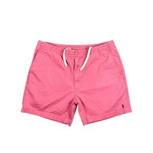 Polo Ralph Lauren Mens Pink Stretch Chino Shorts Elastic Waist XL Drawstring